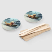 ゴールデンレトリバーのクリスマス雪の冬 ハンドファン (組立なし)