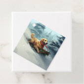 ゴールデンレトリバーのクリスマス雪の冬 フェイバータグ (インサイチュ)