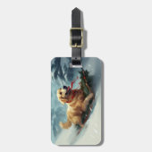 ゴールデンレトリバーのクリスマス雪の冬 ラゲッジタグ (正面縦)