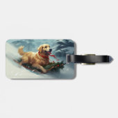 ゴールデンレトリバーのクリスマス雪の冬 ラゲッジタグ (裏面横)