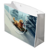 ゴールデンレトリバーのクリスマス雪の冬 ラージペーパーバッグ (裏面アングル)