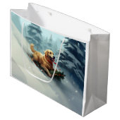 ゴールデンレトリバーのクリスマス雪の冬 ラージペーパーバッグ (正面アングル)