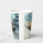 ゴールデンレトリバーのクリスマス雪の冬 紙コップ (右)