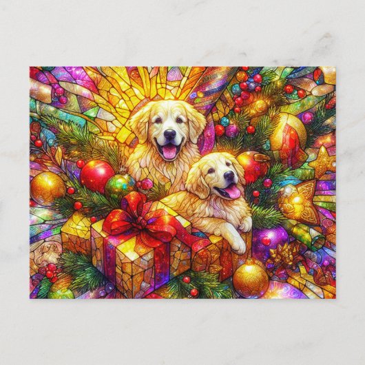 ゴールデンレトリバーのクリスマス ~ ポストカード ~ (正面)