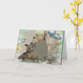 ゴールデンレトリバーのグリーティングカード カード (黄色い花)