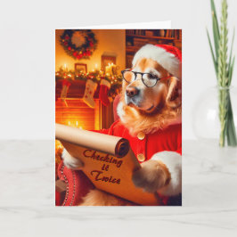 ゴールデンレトリバーのチェックリストクリスマスカード シーズンカード