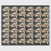 ゴールデンレトリバーのデイジーオン水玉模様 ラッピングペーパー (フラット)