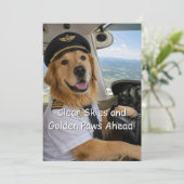 ゴールデンレトリバーのパイロット 飛行機 犬 誕生日 カード (スタンド正面)