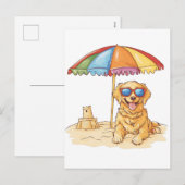 ゴールデンレトリバーのビーチドッグ シーズンポストカード (正面/裏面)