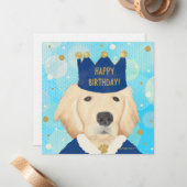 ゴールデンレトリバーのプリンスの誕生日カード ノートカード (正面/裏面インサイチュ)
