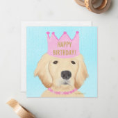 ゴールデンレトリバーのプリンセス誕生日グリーティングカード ノートカード (正面/裏面インサイチュ)