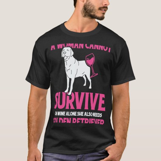ゴールデンレトリバーのママとワイン Tシャツ (正面)