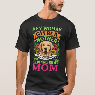 ゴールデンレトリバーのママ 花柄の犬好き Tシャツ