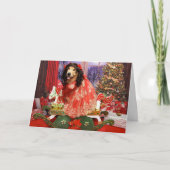 ゴールデンレトリバーのロッキングホースクリスマス シーズンカード (正面)