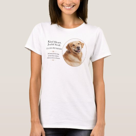 ゴールデンレトリバーの優しい心と喜びに満ちた魂 Tシャツ (正面)