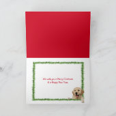 ゴールデンレトリバーの古い車の休日の木 カード (内部)