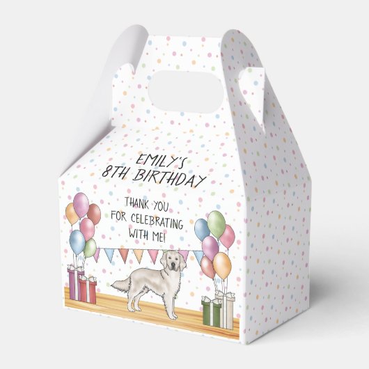 ゴールデンレトリバーの子供の誕生日お礼 フェイバーボックス (正面サイド)
