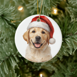ゴールデンレトリバーの子犬のクリスマスツリーオーナメント セラミックオーナメント
