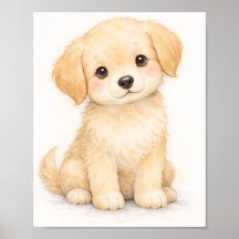 ゴールデンレトリバーの子犬のナーセリー壁アートプリント |
