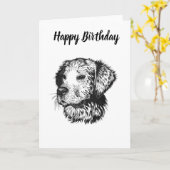 ゴールデンレトリバーの子犬のポートレート(白黒) カード (黄色い花)