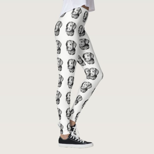 ゴールデンレトリバーの子犬のポートレート(白黒) レギンス (右)