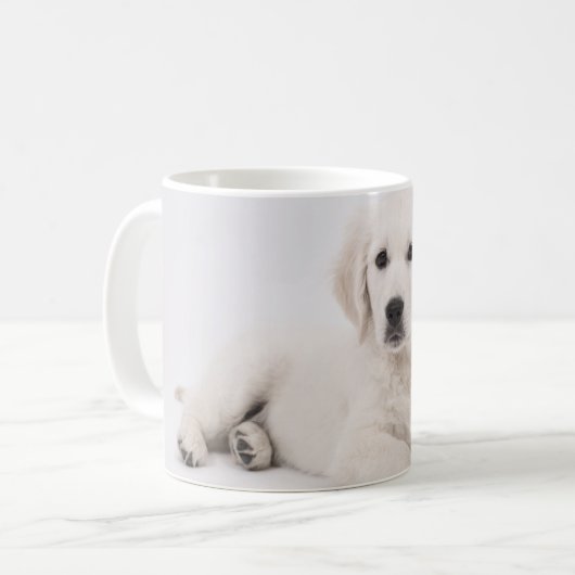ゴールデンレトリバーの子犬の写真 コーヒーマグカップ (正面左)