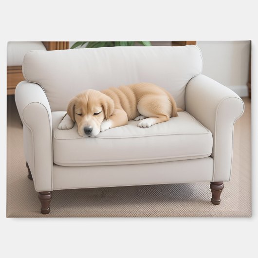 ゴールデンレトリバーの子犬の寝顔 マグネット (正面)
