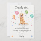 ゴールデンレトリバーの子犬の犬の誕生日感謝カード 招待状 (正面)