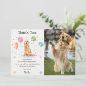 ゴールデンレトリバーの子犬の犬の誕生日感謝カード 招待状 (スタンド正面)