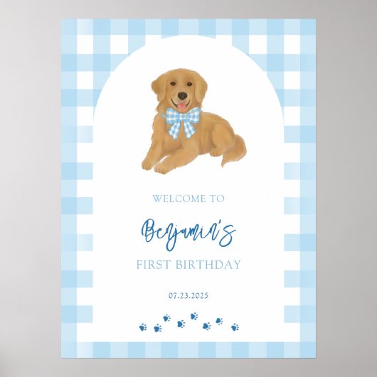 ゴールデンレトリバーの子犬の誕生日パーティーへようこそ ポスター (正面)