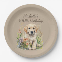 ゴールデンレトリバーの子犬100歳の誕生日
