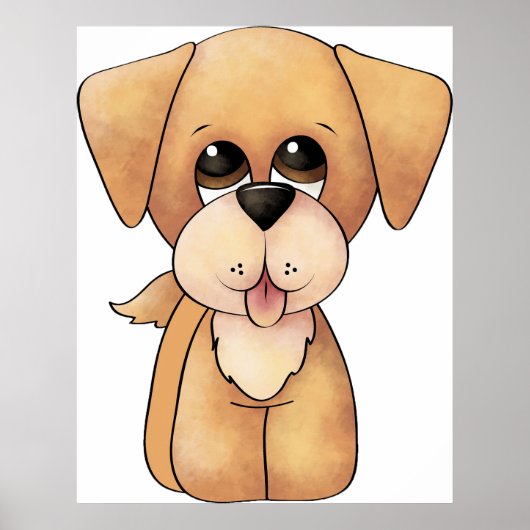 ゴールデンレトリバーの子犬 かわいい犬 ポスター (正面)