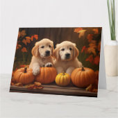 ゴールデンレトリバーの子犬 オータムディライト パンプキン カード (正面)