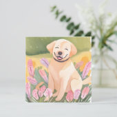 ゴールデンレトリバーの子犬 | 水彩画のカード (スタンド正面)