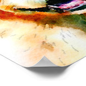 ゴールデンレトリバーの帽子とサングラスの水色 ポスター (角)