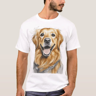 ゴールデンレトリバーの幸せな顔 Tシャツ