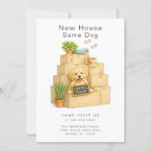 ゴールデンレトリバーの新居 同じ犬 引っ越しカード 招待状 (正面)