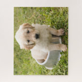 ゴールデンレトリバーの水のボウルのパズル ジグソーパズル (縦)