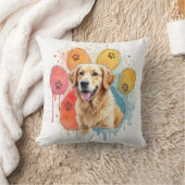 ゴールデンレトリバーの水彩ポープリント クッション (ブランケット)