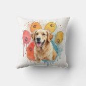 ゴールデンレトリバーの水彩ポープリント クッション (裏面)
