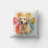 ゴールデンレトリバーの水彩ポープリント クッション (正面)