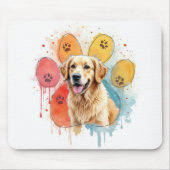 ゴールデンレトリバーの水彩ポープリント マウスパッド (正面)
