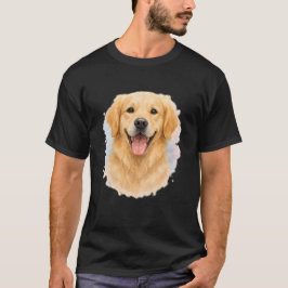ゴールデンレトリバーの水彩犬肖像Tシャツ Tシャツ