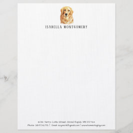 ゴールデンレトリバーの水彩画のレター・ヘッド レターヘッド