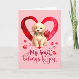 ゴールデンレトリバーの水彩画バレンタインカード シーズンカード