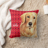 ゴールデンレトリバーの水色パーソナライズされた クッション (ブランケット)