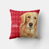 ゴールデンレトリバーの水色パーソナライズされた クッション (裏面)