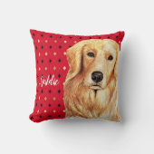 ゴールデンレトリバーの水色パーソナライズされた クッション (正面)