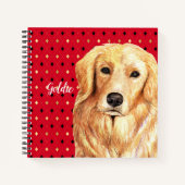 ゴールデンレトリバーの水色パーソナライズされた ノートブック (正面)
