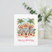ゴールデンレトリバーの犬たちへハッピーバースデー！（HAPPY BIRTHDAY ゴールデンレトリバ ポストカード (スタンド正面)